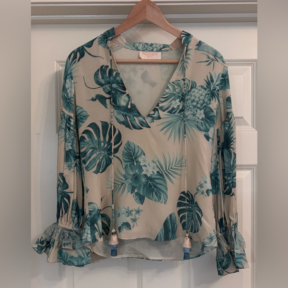 Rococo Sand Echo Leaf Silk Blouse - image 1